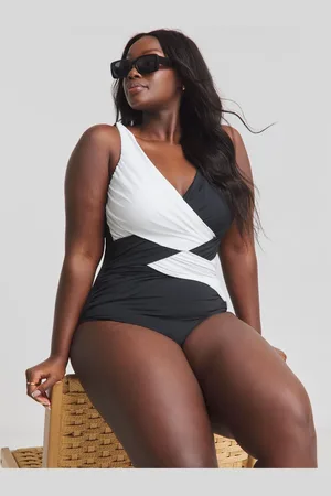 Simply Be Black Chrome Magisculpt Illusion Longer Length Swimsuit AU 18