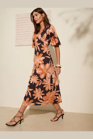 Friends Like These Petite V-Neck ITY Flutter Sleeve Midi Dress AU 12