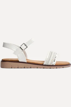 Linzi White Halo Embellished Front Strap Sandals AU 8 (EU 39)