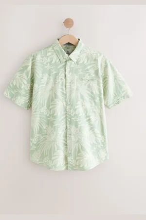 Next 100% Cotton Textured Floral Print Short Sleeve Shirt 5XL