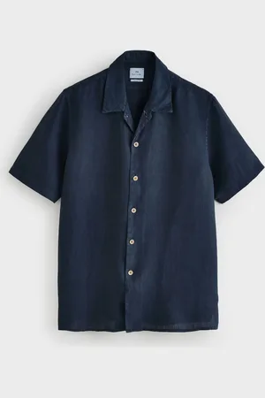 Paul Smith Blue Short Sleeve Casual Fit 100% Linen Shirt XL
