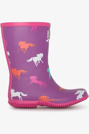 Hatley Purple Leaping Horses Packable Wellies AU 2 (EU 34)