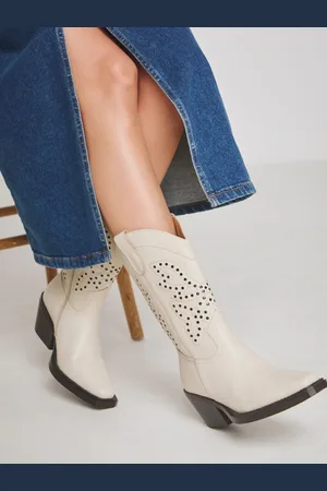Simply Be Natural Wide Fit Laser Pattern Mid Calf Western Boots AU 10 (EU 41)