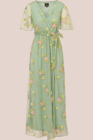 Adrianna Papell Embroidered Maxi Dress L