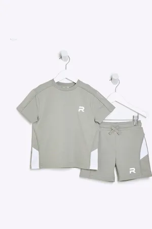 River Island Green Boys Block Piped T-Shirt and Shorts Set 1.5
