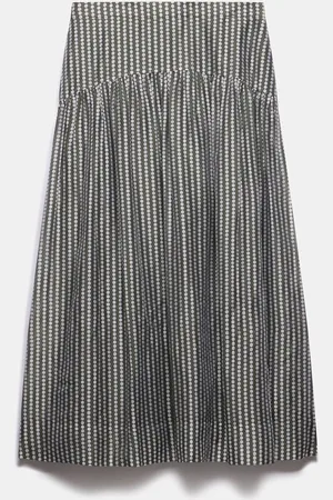 mint&berry Khaki Spot Print Midi Skirt AU 16