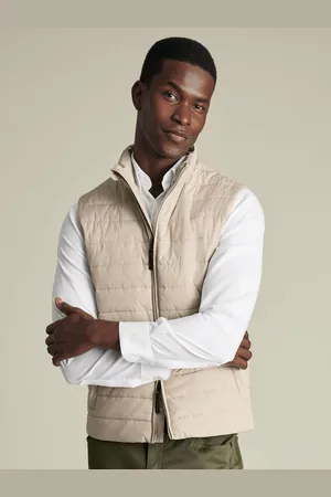 Charles Tyrwhitt Natural Quilted Gilet S
