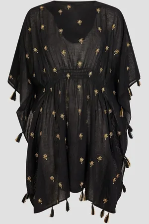 Monsoon Black Ivy Palm Embroidered Kaftan One