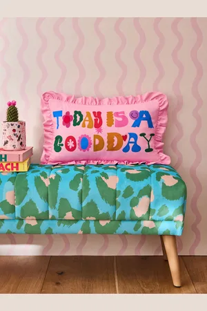 Eleanor Bowmer Multi Today Is A Good Day Floral Ruffle Edge Cushion 50x30cm