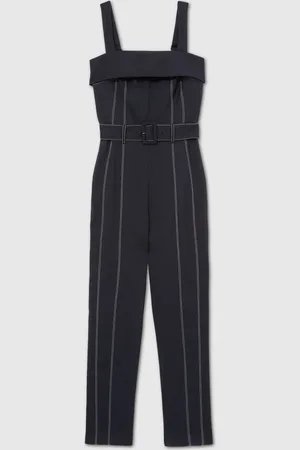 Reiss Navy Fianna Contrast Stitch Structured Jumpsuit AU 8
