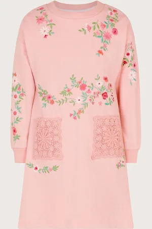 Monsoon Floral Print Embroidered Sweatshirt 100% Cotton Dress 3