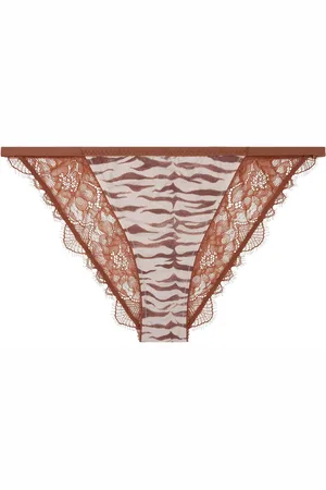 LOVE Stories Brown Wild Rose Comfortable Lace Briefs S