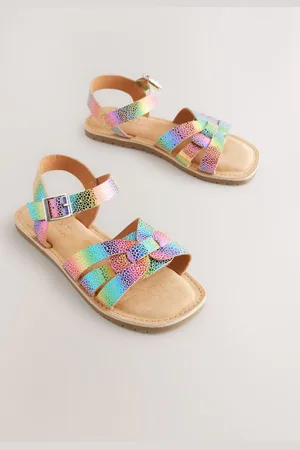 Next Rainbow Wide Fit (G) Leather Woven Sandals US 4 (UK 3)