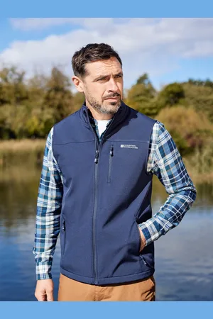 Mountain Warehouse Blue Grasmere Mens Water Resistant, Fleece Lined Gilet XS