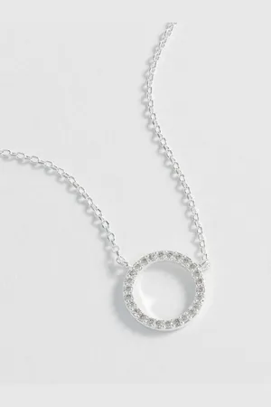 ESTELLA BARTLETT Silver Large Pave Set Circle CZ Necklace One