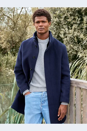 Next Navy Blue Signature Soft Touch Wool Funnel Neck Coat L