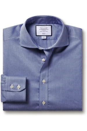 Charles Tyrwhitt Non-iron Puppytooth Cutaway Slim Fit 100% Cotton Shirt AU 42 Regular