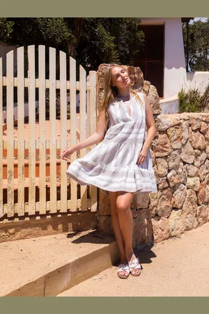 South Beach Jacquard Sleeveless Tiered 100% Cotton Mini Dress AU 14