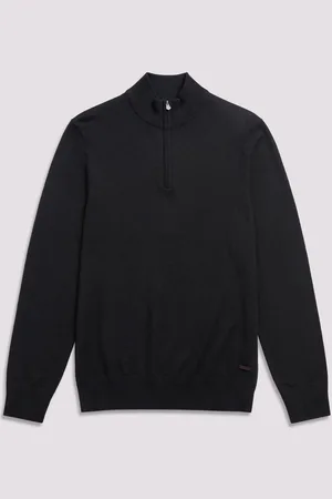 Duchamp Black Quarter Zip Funnel Neck Black Jumper XL