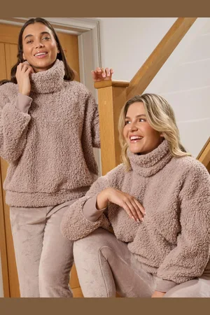 Loungeable Brown Borg Removeable Snood Jumper and Luxury Fleece Jogger Lounge Set L