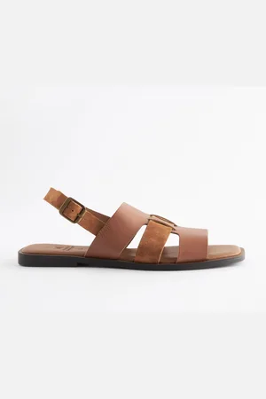 Next Tan Brown Extra Wide Fit Forever Comfort Leather Slingback Sandals AU 7 XW (EU 38)