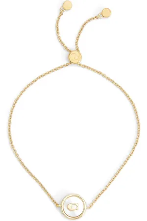 Coach Gold Tone Signature Mother of Pearl Coin Slider Bracelet One