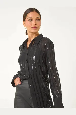 Roman Sequin Stripe Button Shirt AU 10