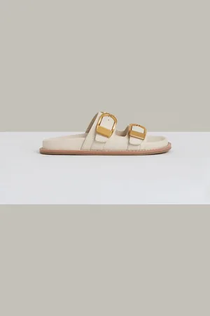 Reiss Off White Ella Leather Buckled Slip-On Sandals AU 9 (EU 40)