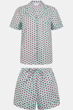 Accessorize Blue Floral Print Short 100% Cotton Pyjamas Set S