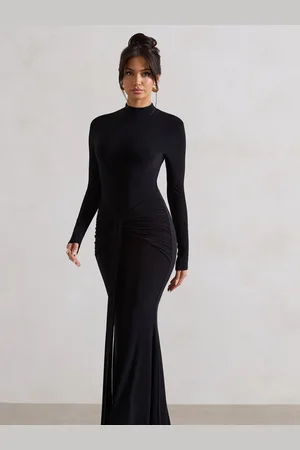 Club L Pietra High Neck Long Sleeve Knot Maxi Dress AU 16
