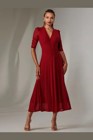 Jolie Moi Zeena Plain Wrap Mesh Maxi Dress AU 12