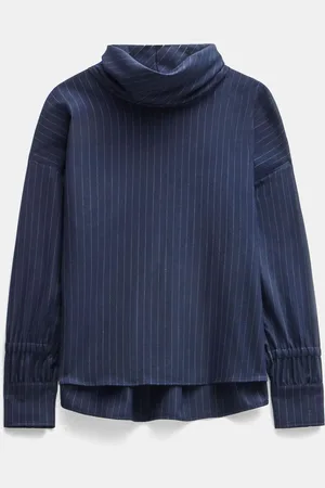 Hush Puppies Blue Pinstripe Wool Blend Top S
