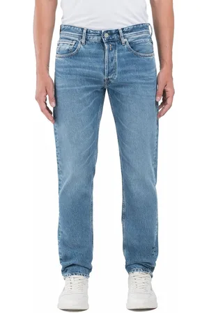 Replay Mid Blue Denim Straight Fit Grover with 100% Cotton Stretch Jeans W34 L32