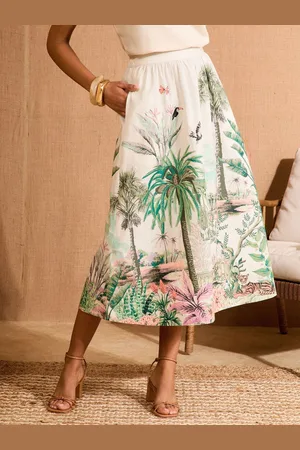 Love & Roses Scenic Printed Midi Skirt 12
