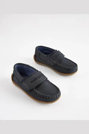 Next Standard Fit (F) Leather Penny Loafers with Touch and Close Fastening AU 10 (EU 28)