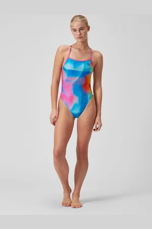 Speedo Womens Pink All-Over Digital V-Back Swimsuit AU 10
