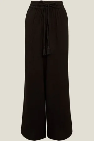 Accessorize Black Crinkle Beach 100% Cotton Trousers XXL
