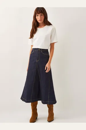 Monsoon Goldie Godet Denim Skirt AU 12