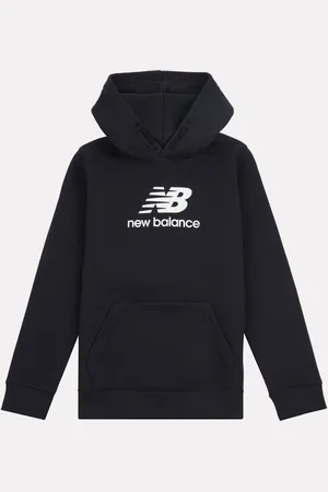 New Balance Black Boys Brush Back Stacked Logo Hoodie 8