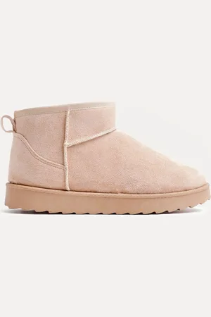 Linzi Nude Mini Addy Faux Suede Lined Ankle Boots AU 8 (EU 39)