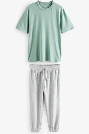 Next Sage Green/Grey EDIT Textured Modal Blend Pyjama Set M Reg