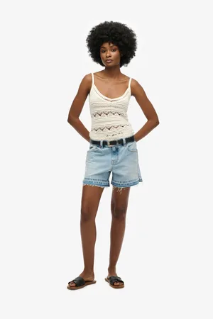 Superdry Mid Rise Cut Off Shorts AU 30