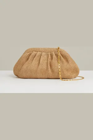 Reiss Natural Gia Raffia Clutch Bag One