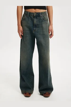 Cotton On Blue Dark Low Rise Super Baggy 100% Cotton Jeans AU 10