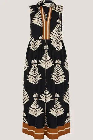 Monsoon Pamela Sleeveless Leaf Print Midi Dress XL