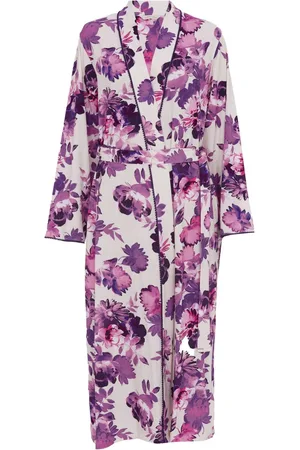Cyberjammies Cream Nora Rose Printed Jersey Long Dressing Gown AU 24