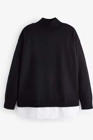 Next Black Roll Neck Shirt Back Poncho M
