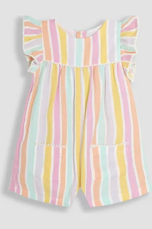 JoJo Maman Bébé Rainbow Stripe Frill Sleeve Playsuit 6