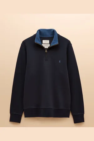 Joules Alistair Navy Quarter Zip Cotton Sweatshirt L