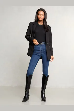 Lipsy London Midwash Blue High Waist Sculpt Slim and Shape Skinny Jeans AU 16 R